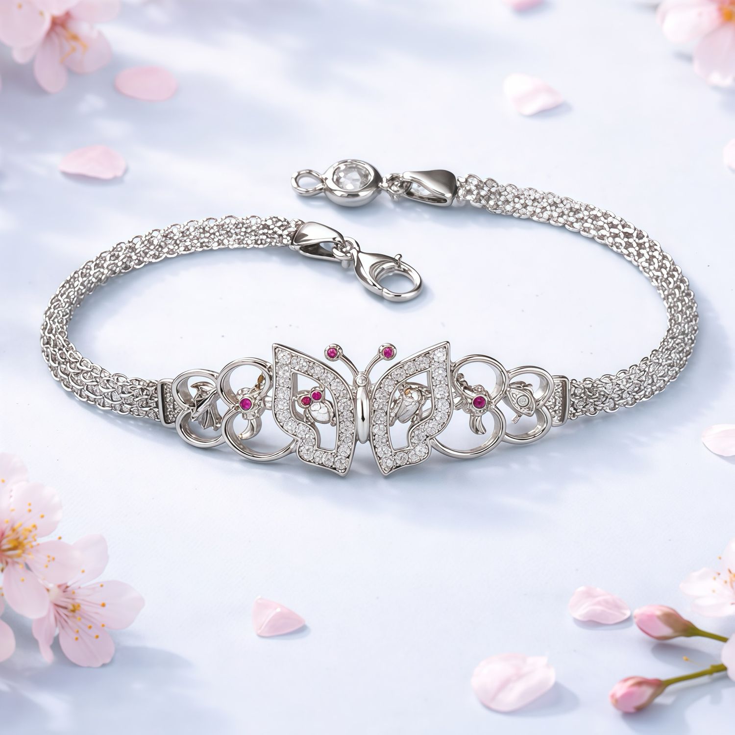 Pulsera de la Suerte Premium Plata 925 Italiana con Rodio, mide 7"
