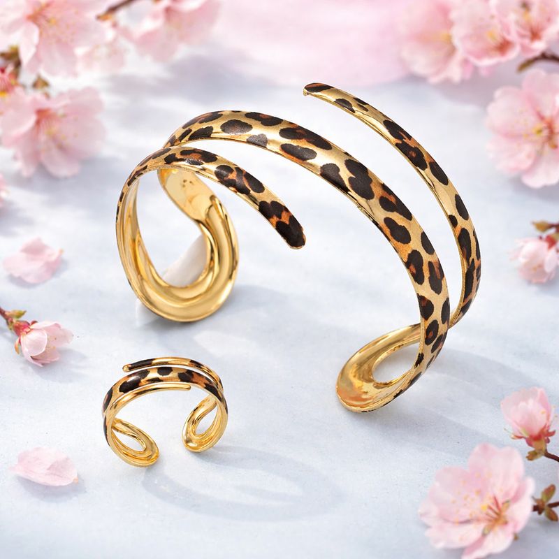Pulsera estilo Retro Leopardo con anillo  Print Bisutería Fina