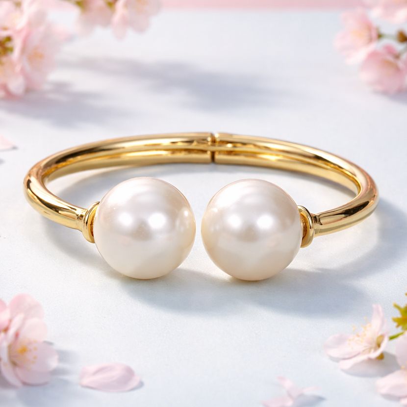 Brazalete Fashion Perlas style, Bisutería de acero