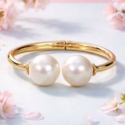 Brazalete Fashion Perlas style, Bisutería de acero