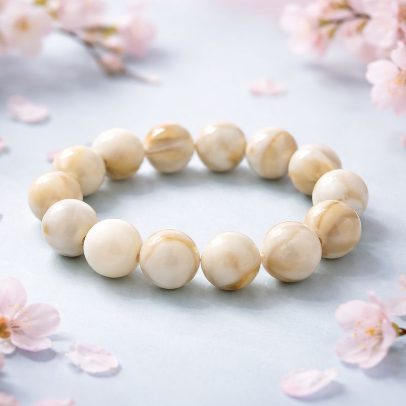 Pulsera Vingate Balls Marmol Beige, Bisutería Acrilico