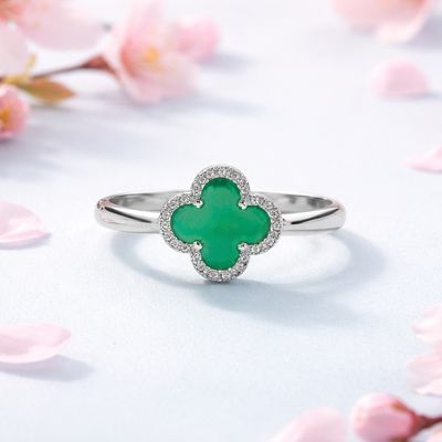 Anillo trebol Esmaltado Verde plata 925 Mexicana