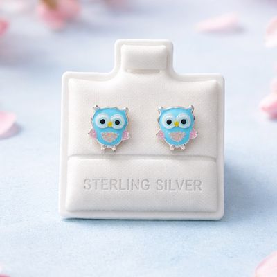 Broquel Buho esmaltado Plata 925 Broche de bolita