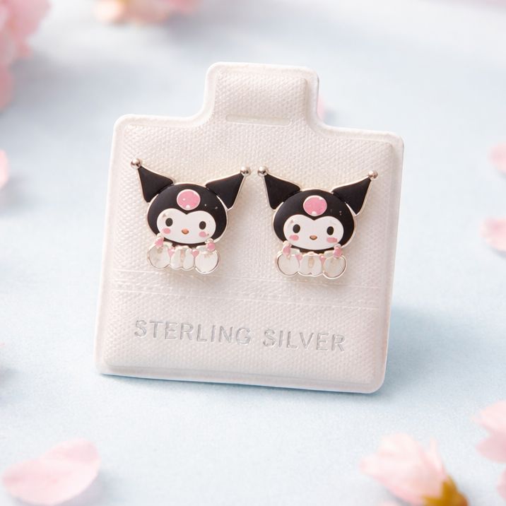 Broquel gatito con Gorrito  Broche de Bolita atrás Plata 925
