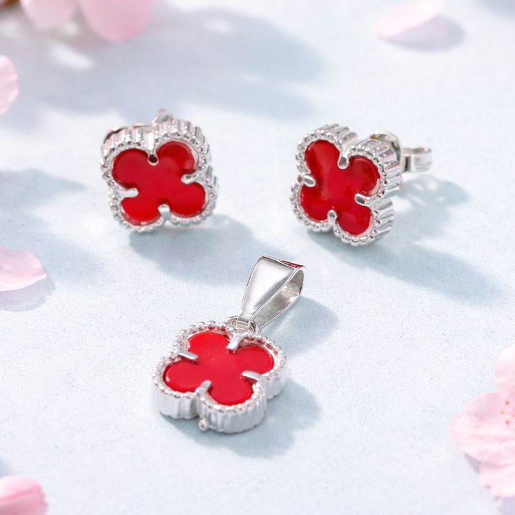 Set 3 piezas trébol Esmaltado Fancy mide 11mm  Plata 925 Broche de Mariposa