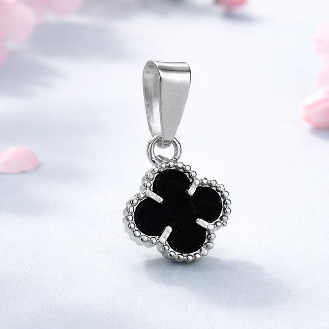 Dije Trébol Fancy Esmaltado mide 11mm ideal para cadenas de 3 y menos  Plata 925 Mexicana