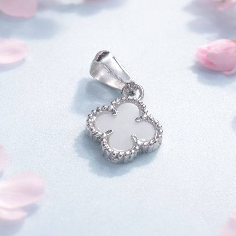 Dije Trébol Fancy Esmaltado mide 11mm ideal para cadenas de 3 y menos  Plata 925 Mexicana