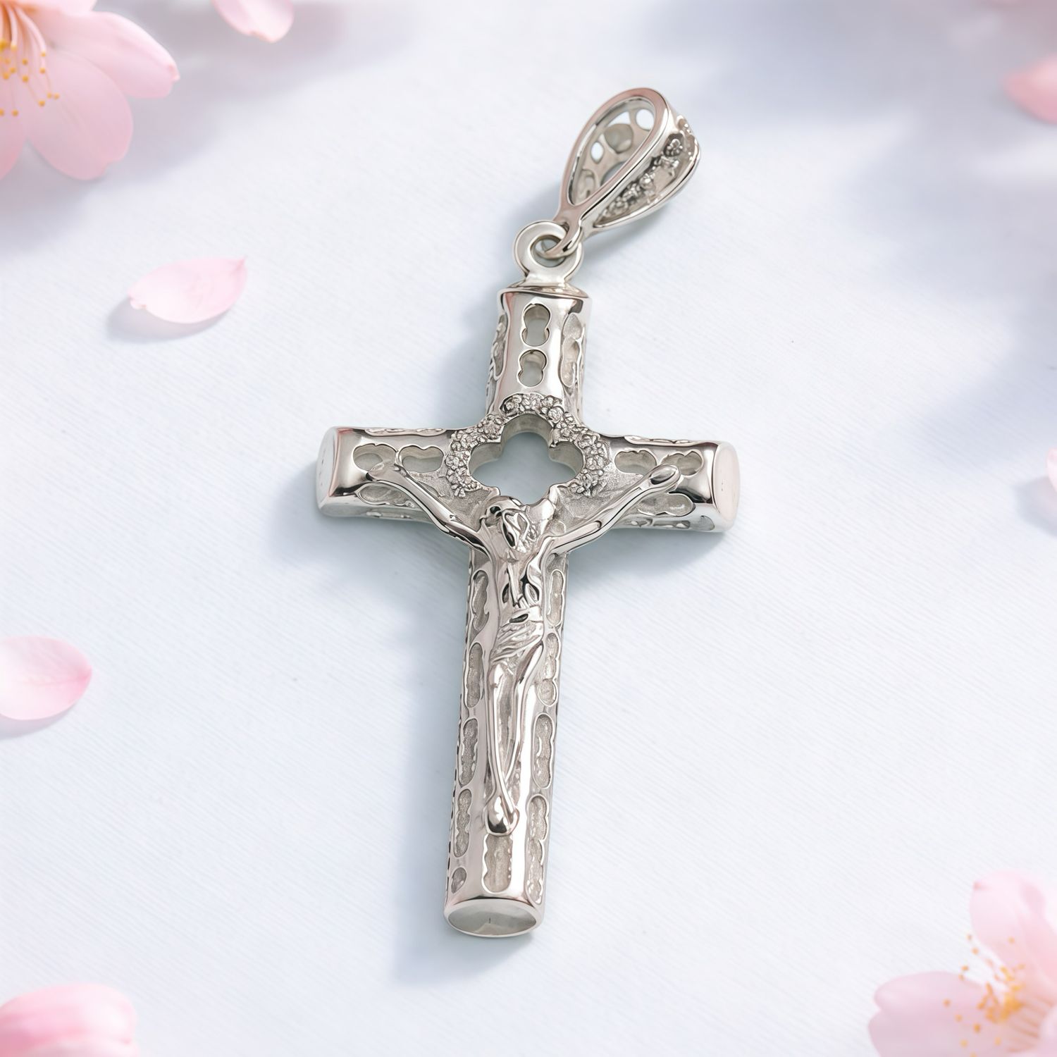 Dije Cruz filigrana 5.5cm plata 925, Mexicana ideal para cadenas de 6mm o menos