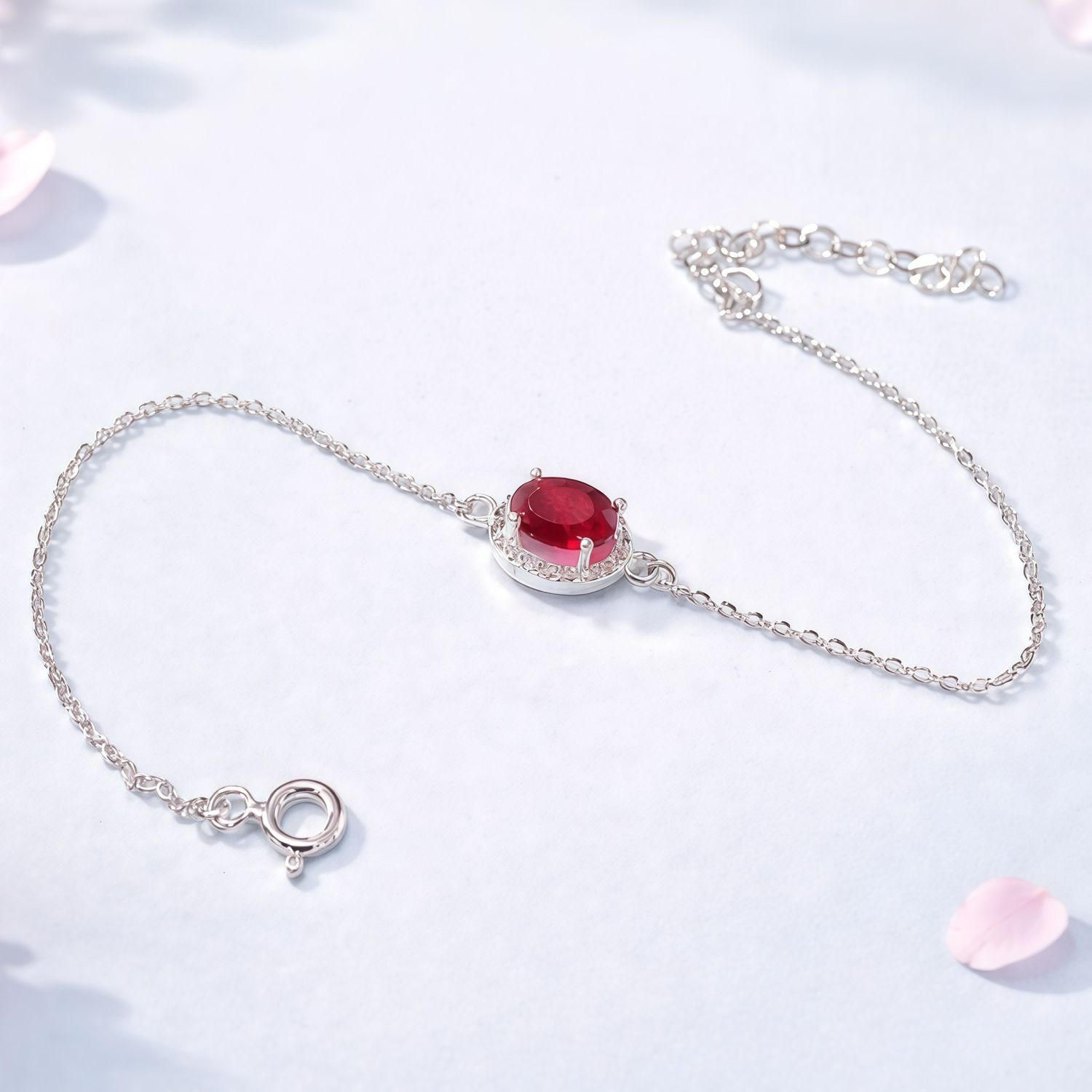 Pulsera Estilo princesa Roja Plata 925 Mx