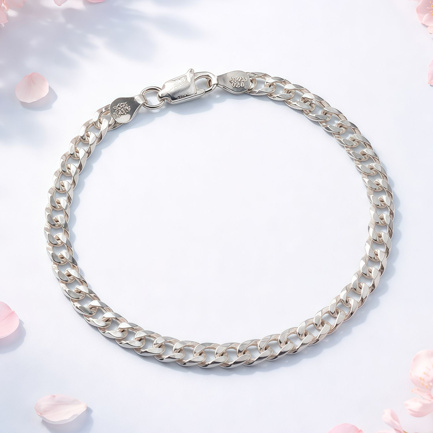 Pulsera Estilo Cubano  4MM, 6" de largo, Plata 925 Italiana