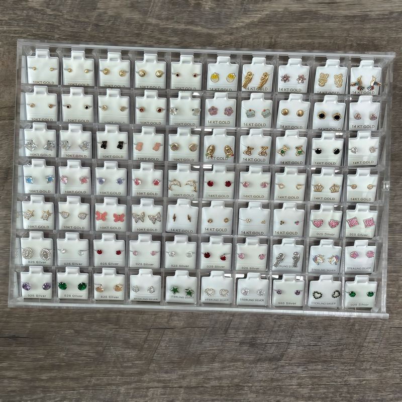 Charola Mixta Plata y Oro de 10 y 14K con 70 pares 