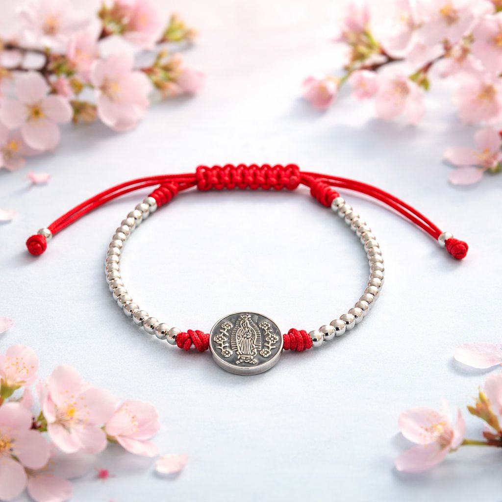 Pulsera Hilo Rojo Virgen de Guadalupe Plata 925 MX