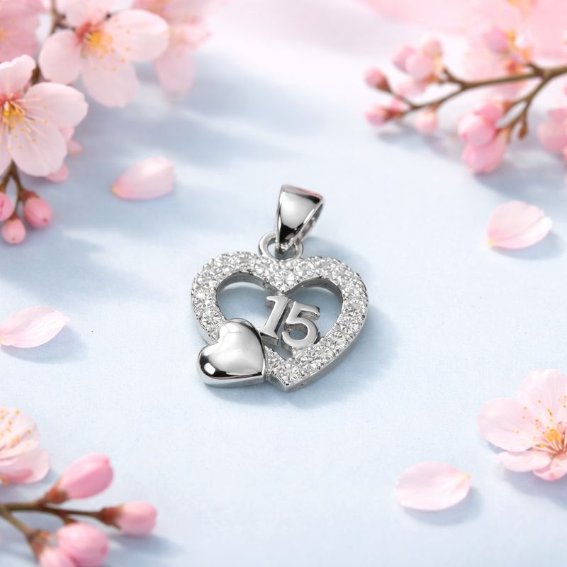 Dije Corazon 15 Años Micropabe  Plata 925 italiana