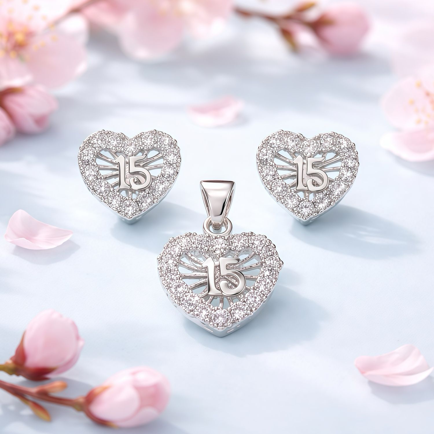 Set 15Años Premium con Broche de Mariposita, en Plata 925 Italiana