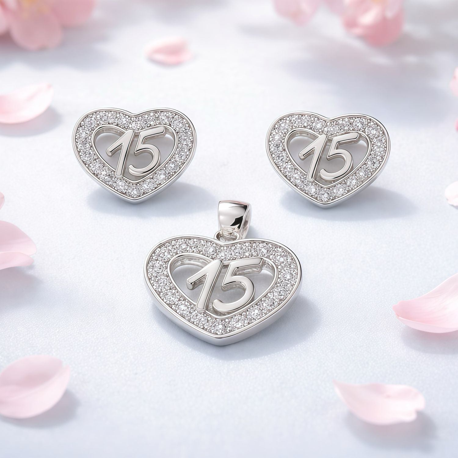 Set 15Años Premium con Broche de Mariposita, en Plata 925 Italiana 