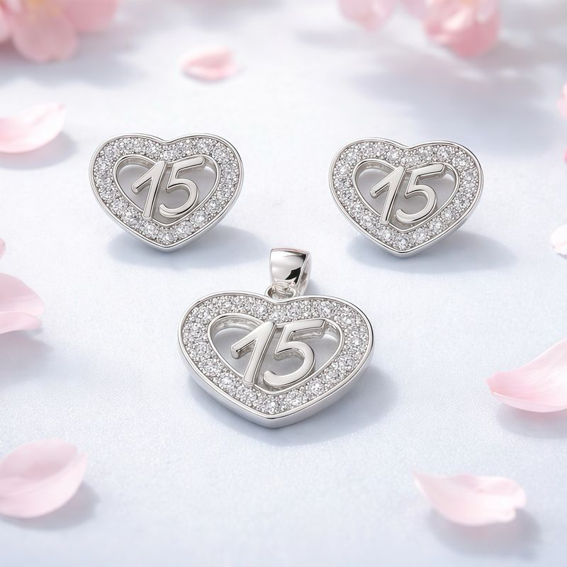 Set 15Años Premium con Broche de Mariposita, en Plata 925 Italiana 