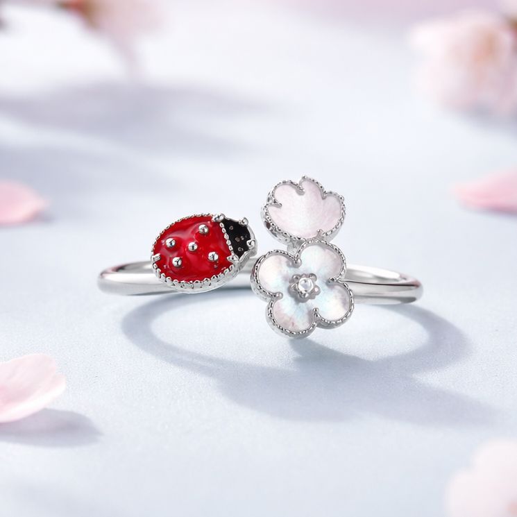 Anillo Ladiebug VYA Esmaltado Plata 925 Italiano
