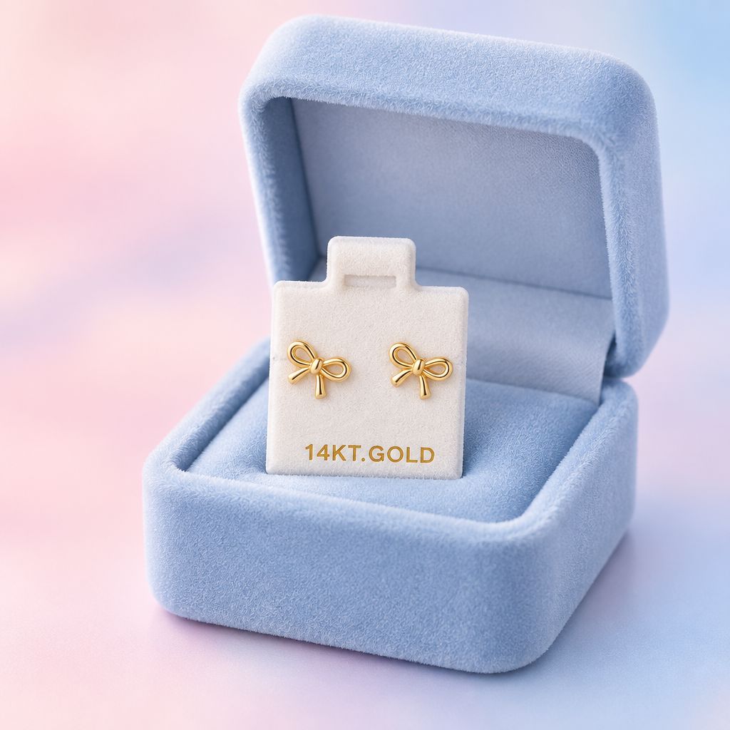 Broquel Moño liso Oro 14K 