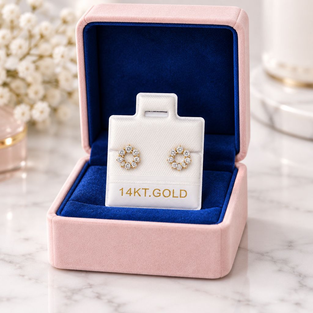 Broquel Mini Círculo Bisel Oro 14K 