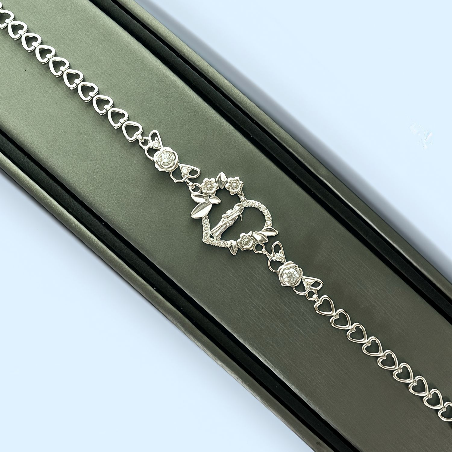 Pulsera fancy Santa Muerte Italiana, Plata 925