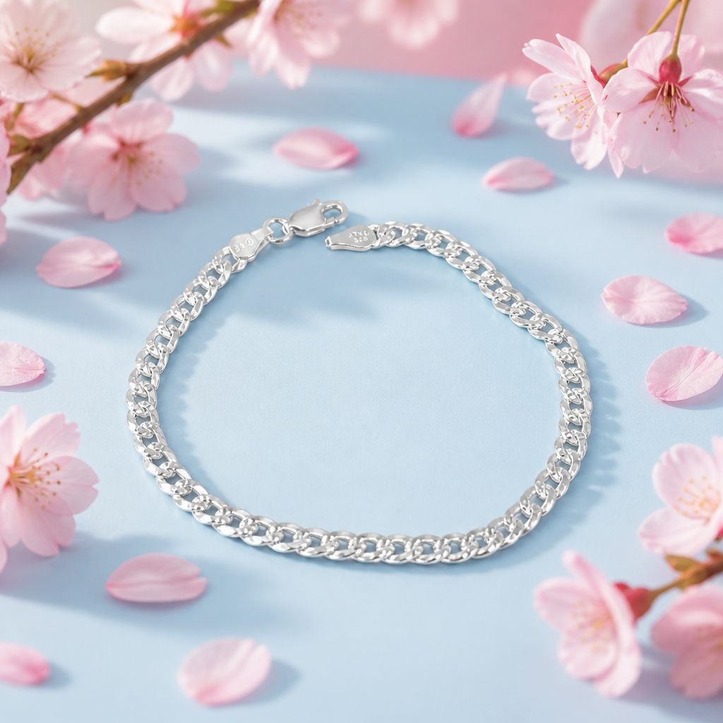 Pulsera estilo Cubano  Micropabe mide 4mm de ancho  mide 6 de largo  Plata 925 Italiana ideal para niños