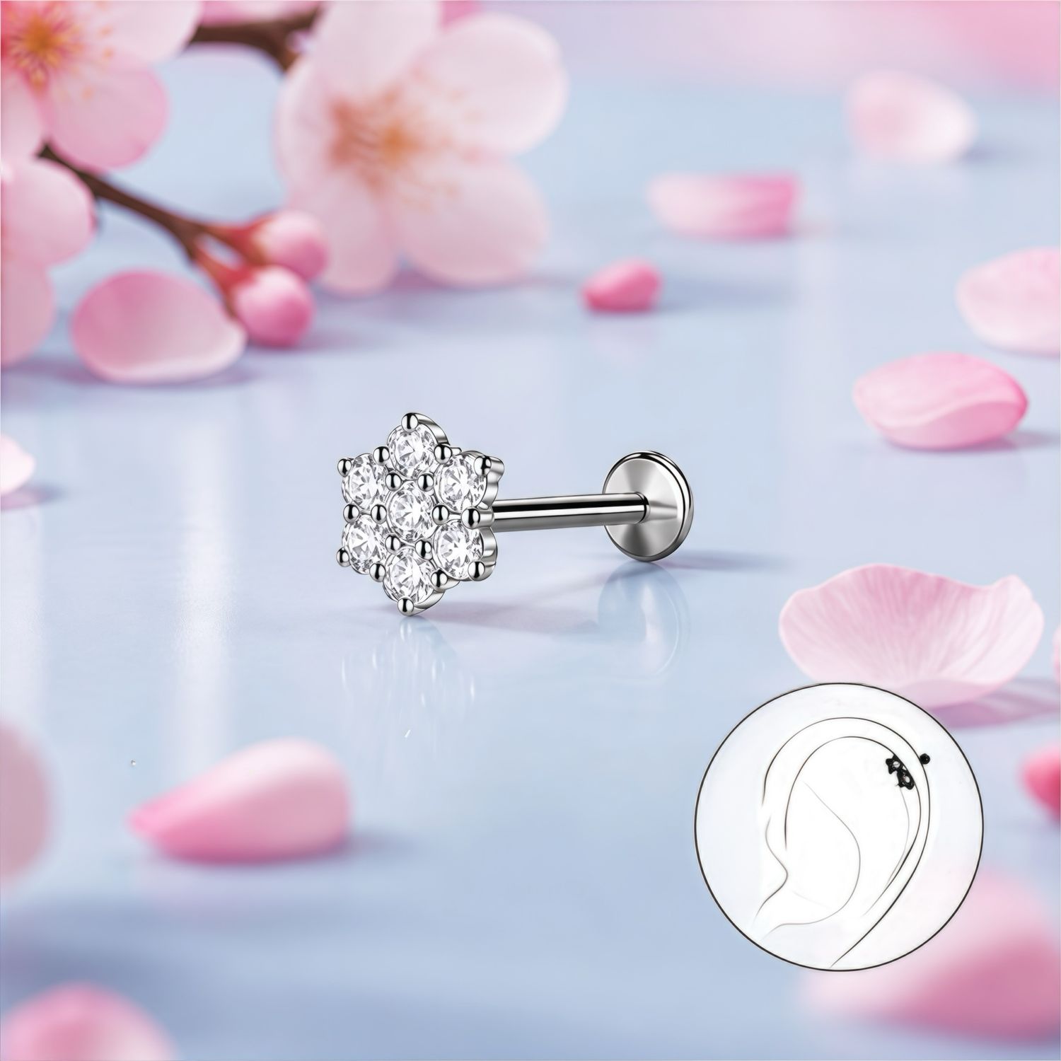Piercing Helix ( parte superior de la oreja Plata 925 Tailandés