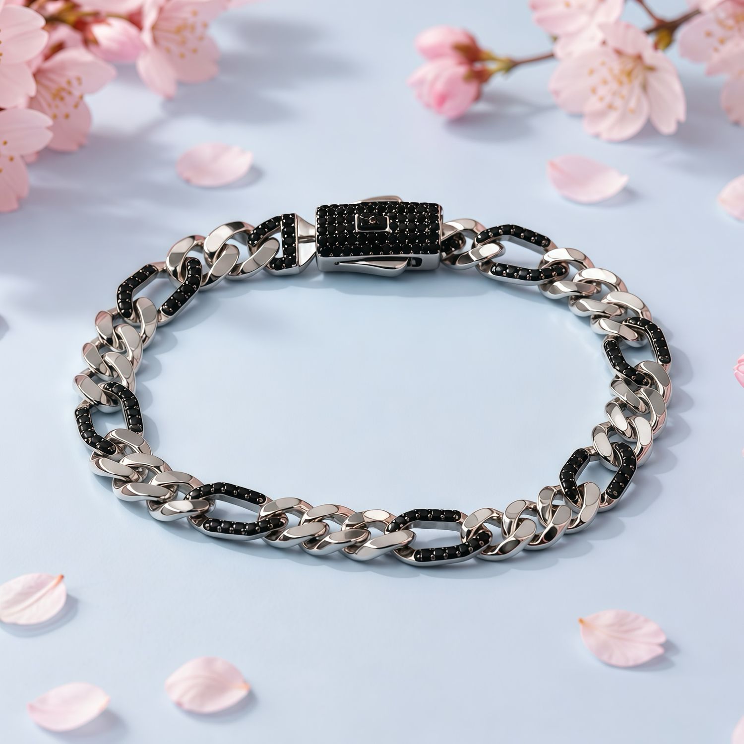 Pulsera  Estilo Figaro Monac Unisex  Mide 7mm de ancho, 7.5" de largo Plata 925 Koreana