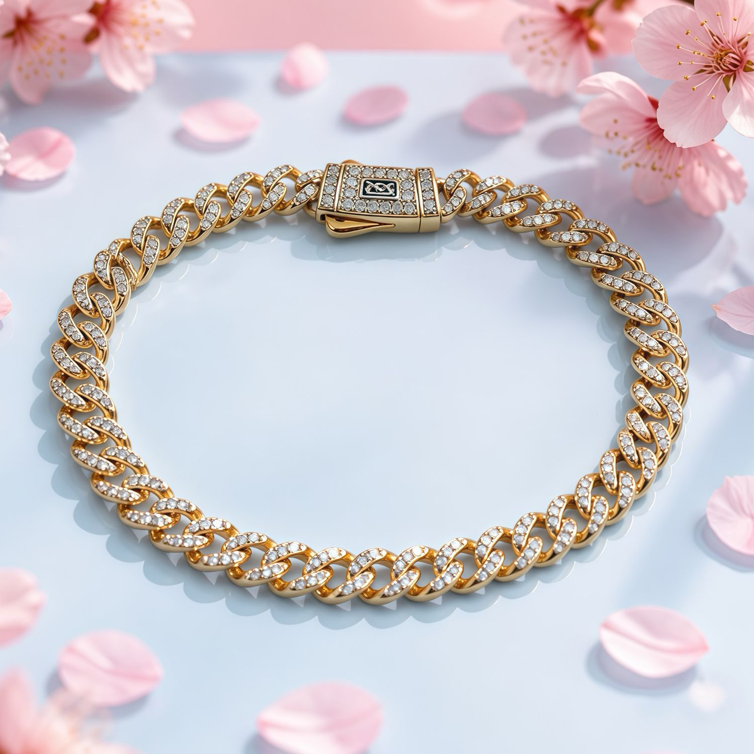 Pulsera  Estilo Monac. Mide 4.7mm de ancho, 7.5" de largo banada en Oro 18K,  Plata 925 Koreana
