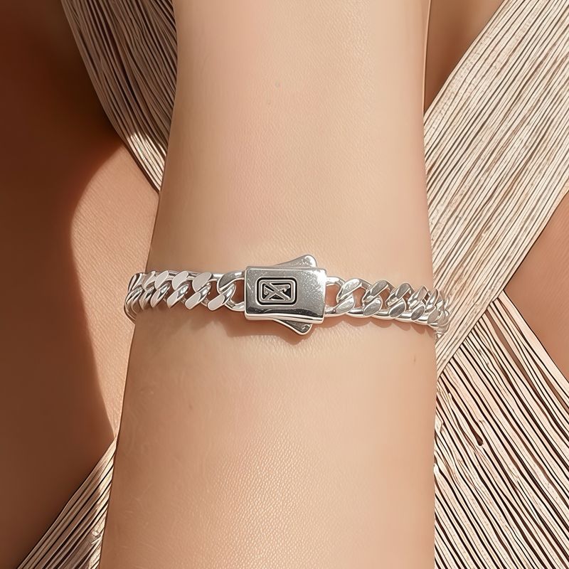 Pulsera  Estilo Monac. Micropabe Mide 5mm de ancho, 7"  Plata 925 Koreana