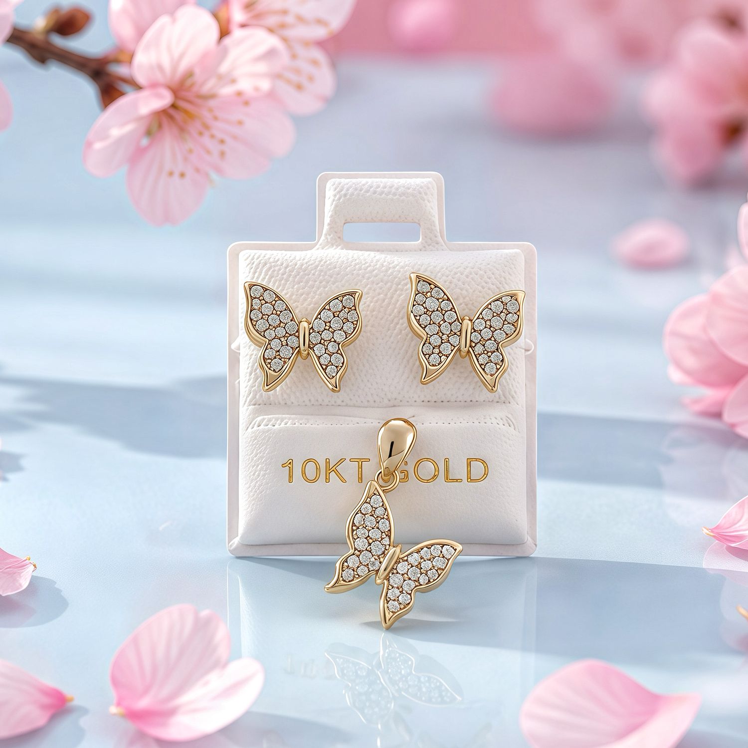 Broquel y Dije Ultra delicado Pasta Mariposa Oro 10K Mexicano