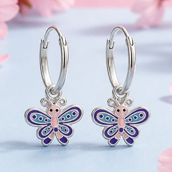 Arracadita con figuras esmaltadas, plata 925 Tailandesa