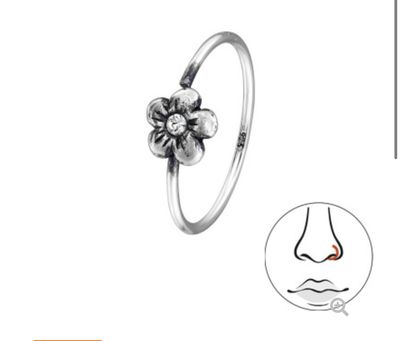Piercing Nouse (Arete Nariz)  Argolla Florecita Plata 925 Tailandés