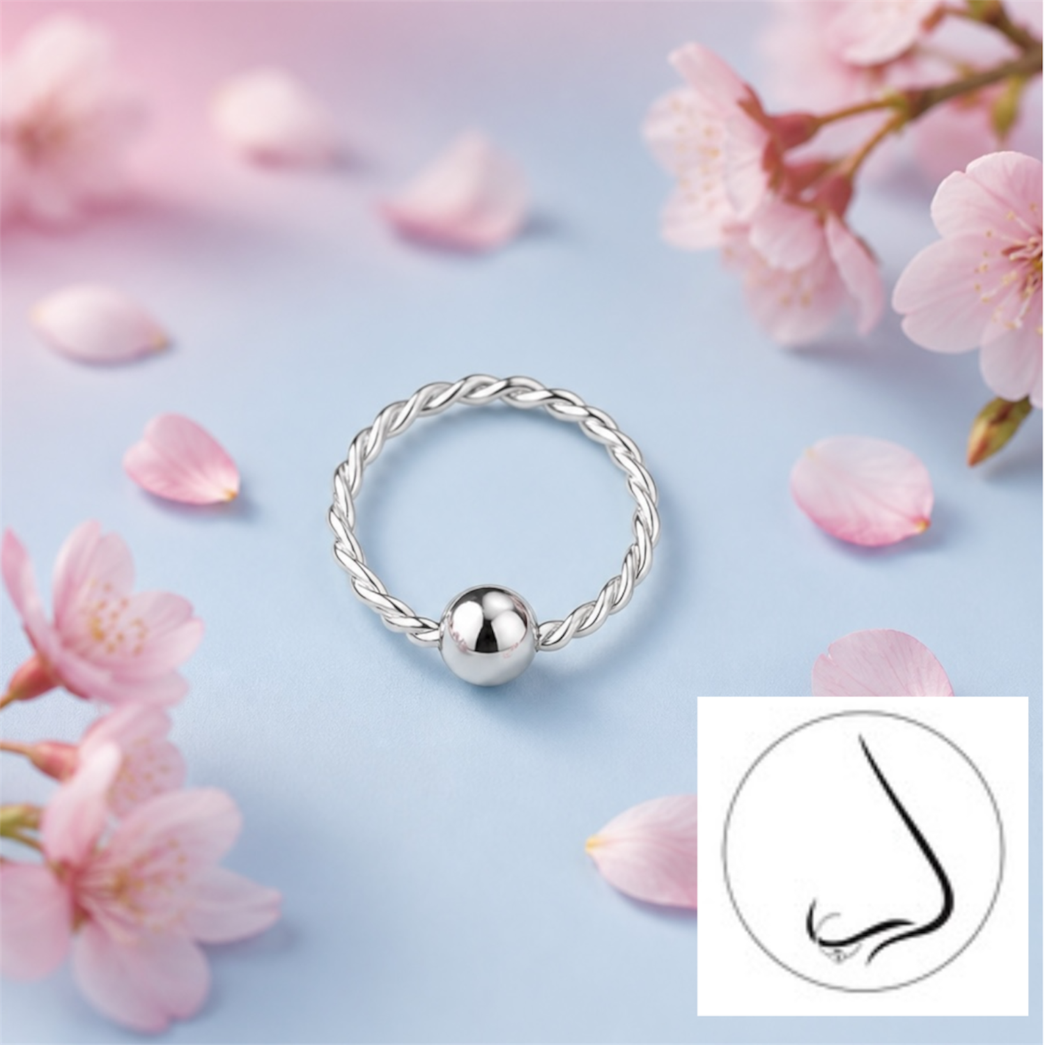 Piercing Nouse (Arete Nariz)  Corazon azul Plata 925 Tailandés