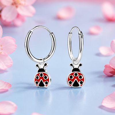 Arracadita con figuras Catarina Alitas  esmaltadas, plata 925 Tailandesa