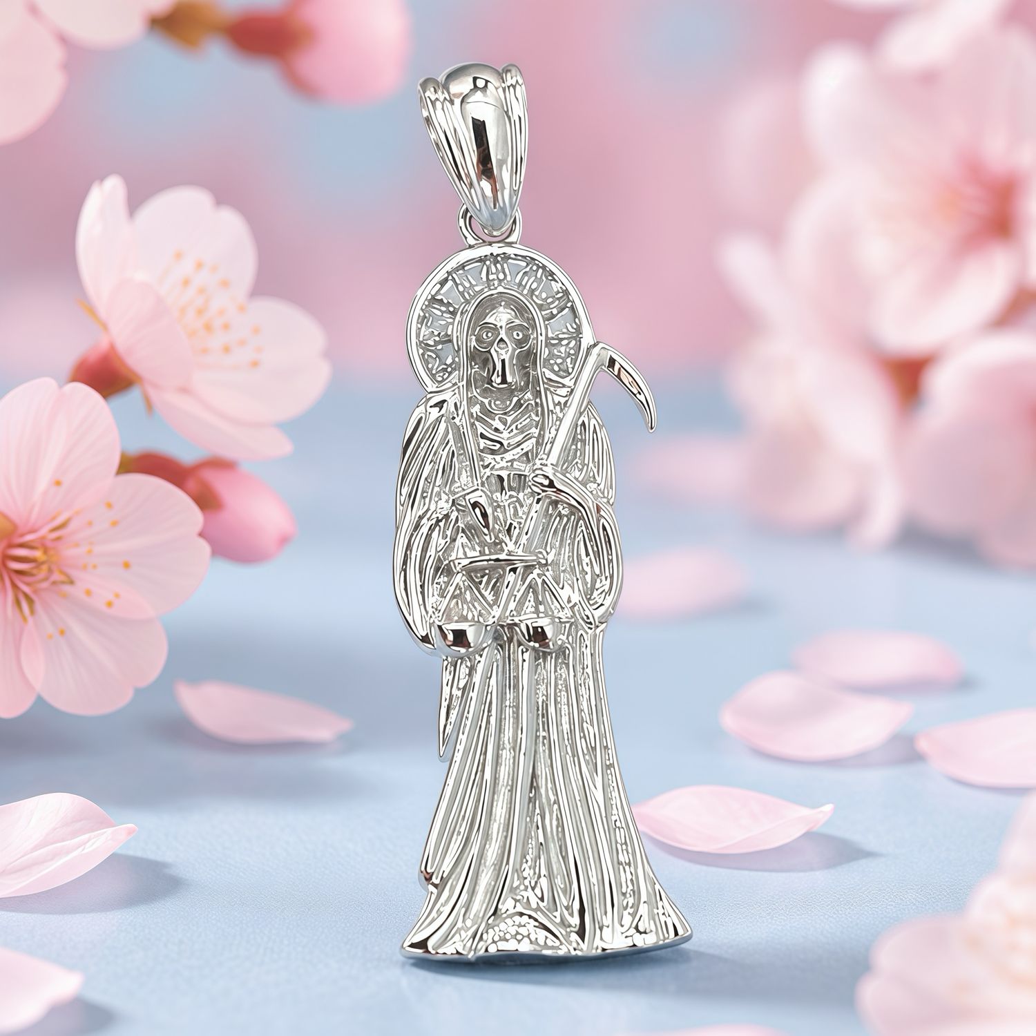 Dije Premium Super pulida Santa Muerte 3.5CM, Plata 925 Indonesia