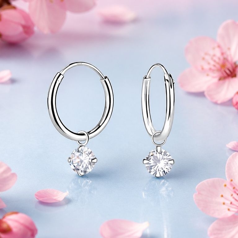 Arracadita con Zirconia 3mm, plata 925 Tailandesa