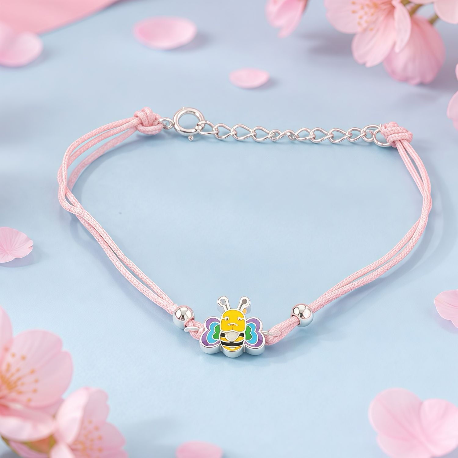 Pulsera Para Nina ultra delicada Mariposa Esmaltado, mide de 5 a 6" con extension Plata 925 tailandesa