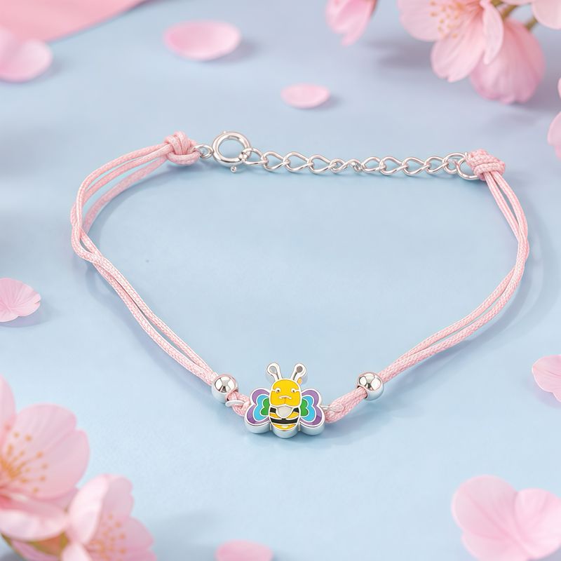 Pulsera Para Nina ultra delicada Mariposa Esmaltado, mide de 5 a 6" con extension Plata 925 tailandesa