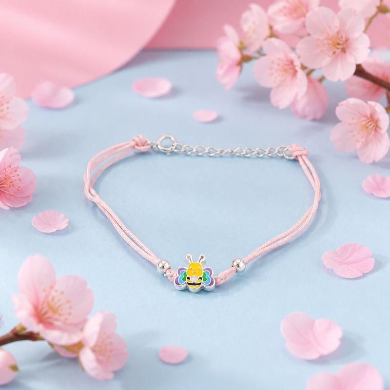 Pulsera Para Nina ultra delicada Mariposa Esmaltado, mide de 5 a 6" con extension Plata 925 tailandesa