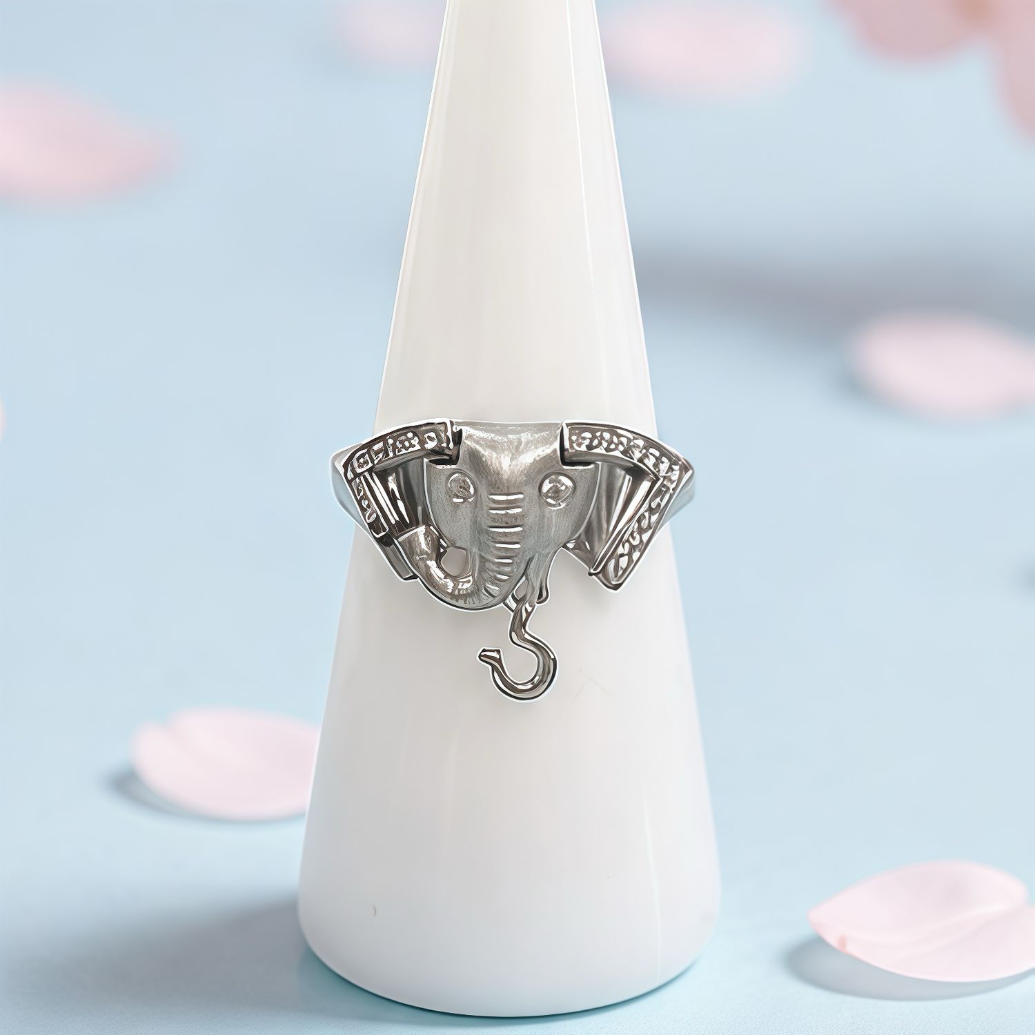Anillo Ultra pulido Elefante de la suerte, talla #8 Plata 925 Indonesia