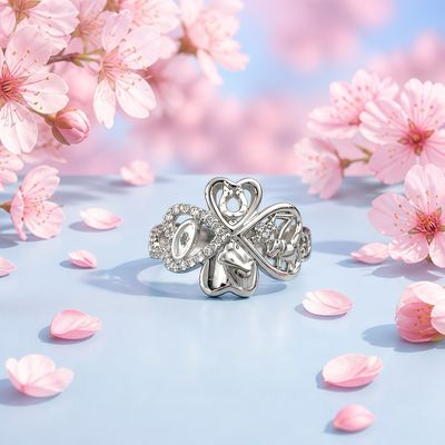 Anillo Ultra Pulido Trébol de la suerte # 8 Plata 925 Indonesia