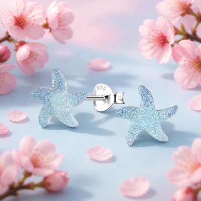 Broquel Estrellita de Mar de Resina con Plata 925 Thailandesa