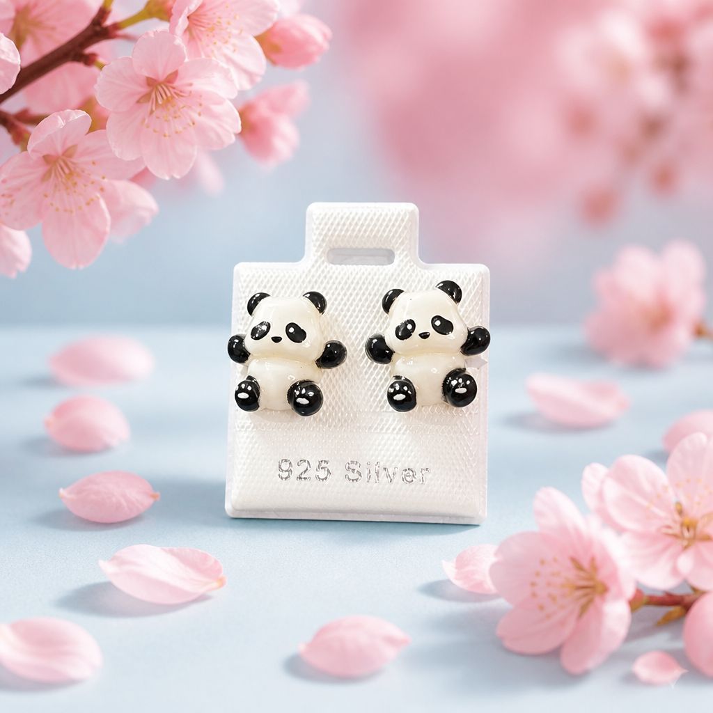 Broquel Osito panda de Resina con Plata 925 Thailandesa