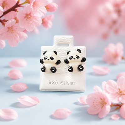 Broquel Osito panda de Resina con Plata 925 Thailandesa