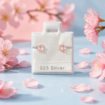 Broquel Resna estrellita Rosa  Plata 925 Thailandes, con Broche de Mariposa