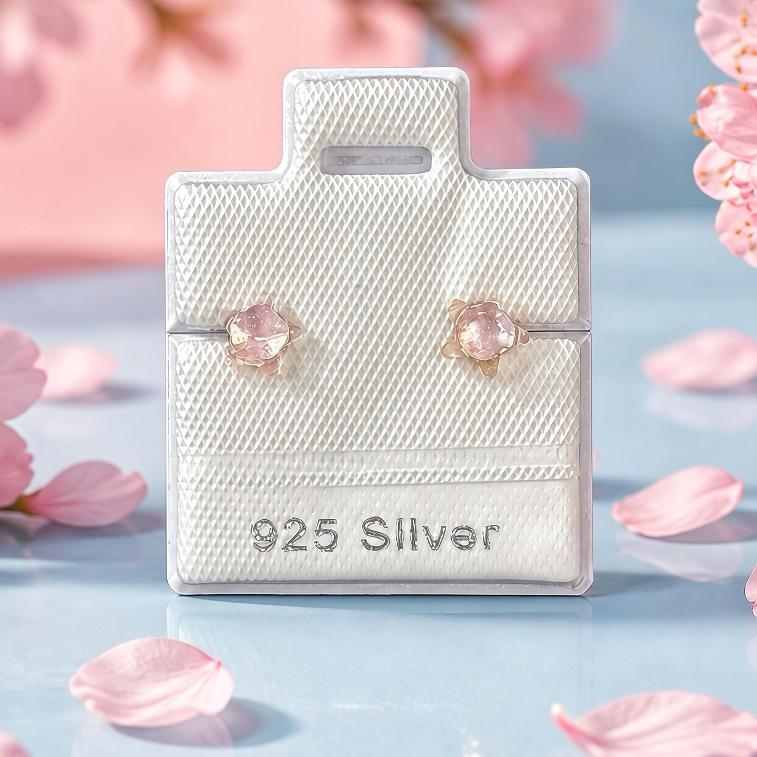 Broquel Resna estrellita Rosa  Plata 925 Thailandes, con Broche de Mariposa