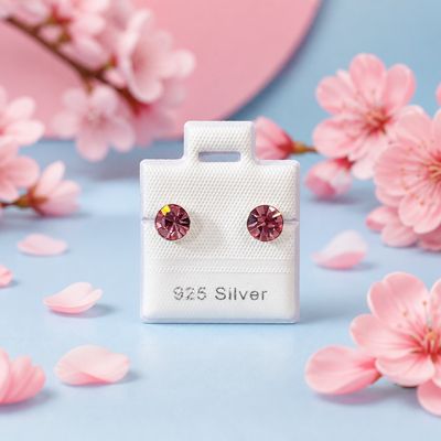 Broquel Papelillo Rosa Plata 925 Thailandes, con Broche de Mariposa