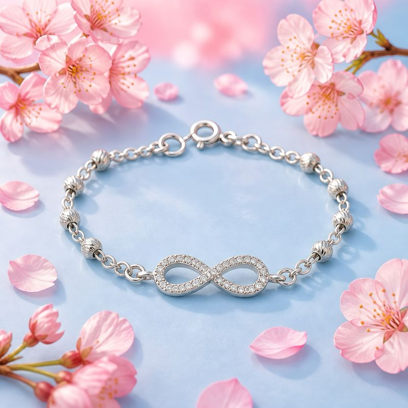 Pulsera Infinito con Micropable mide 7.5" de largo, Plata 925 Mexicana.
