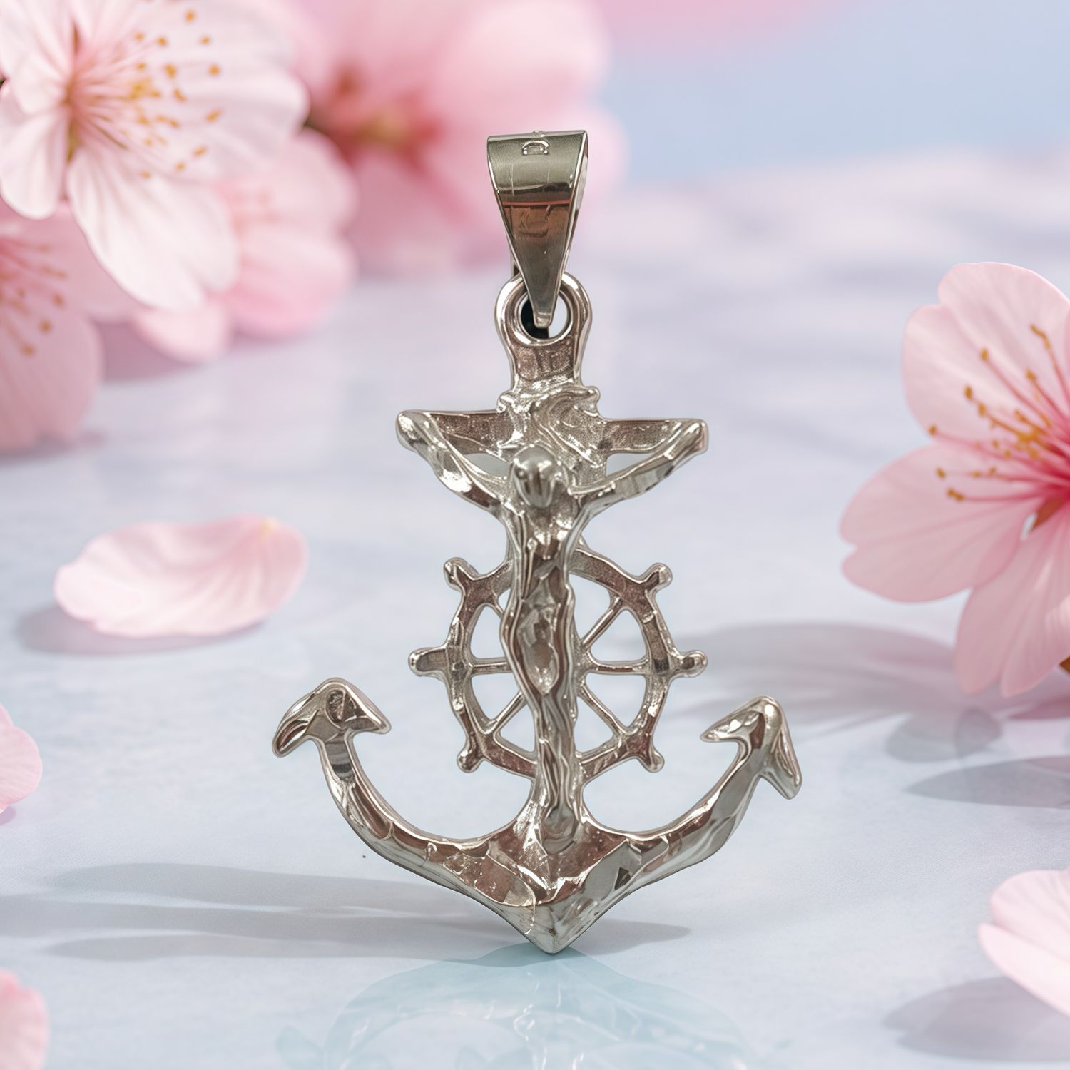 Dije Ancla timón , mide 3cm Plata 925 Korean