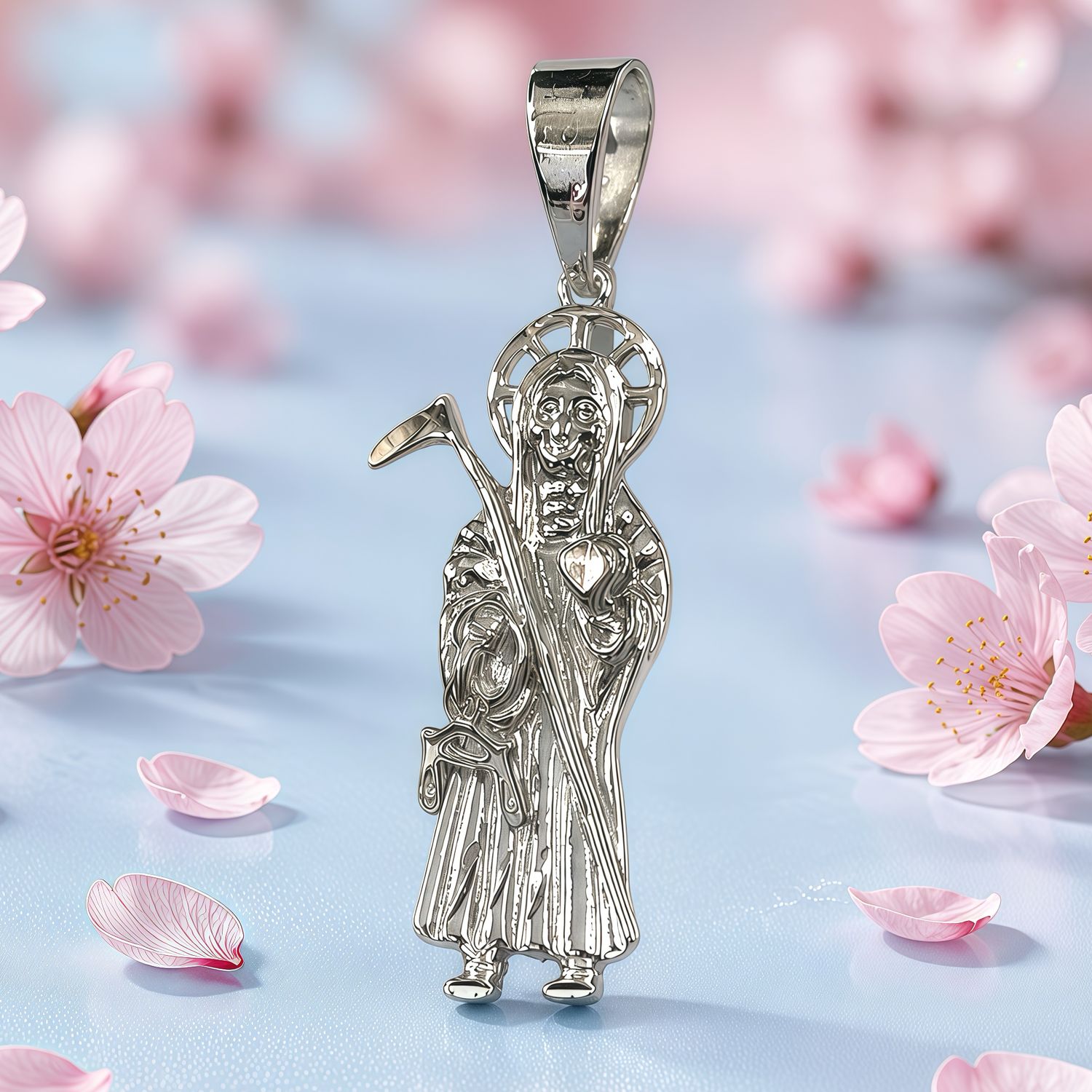 Dije Fancy Santa Muerte, mide 3.3cm Plata 925 Korean